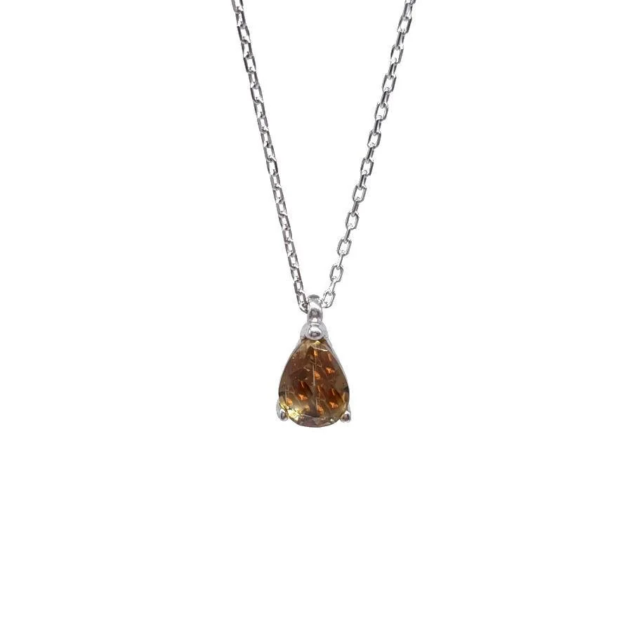 Small Drop Silver Women's Necklace with Zultanite Stone - 1